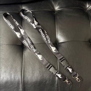 Ford Mustang Black and White Key Lanyard Keychain 2pack